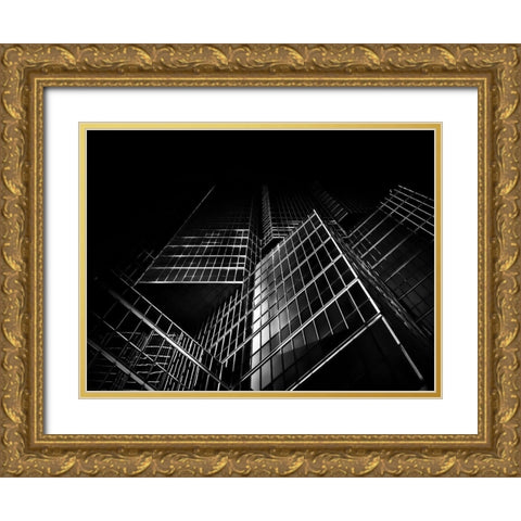 King Street Toronto No 200 Gold Ornate Wood Framed Art Print with Double Matting by Carson, Brian