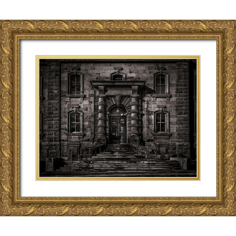 Gerrard Street East Toronto No 5502 Monochrome Gold Ornate Wood Framed Art Print with Double Matting by Carson, Brian