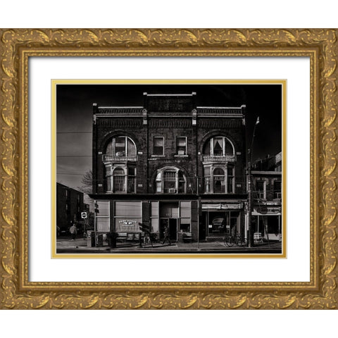 Queen Street Toronto No 682 Gold Ornate Wood Framed Art Print with Double Matting by Carson, Brian