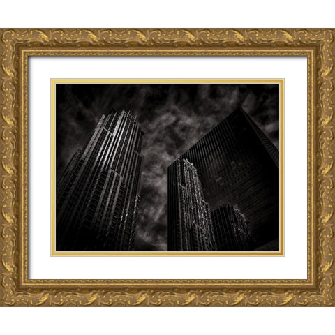 Bay Street Toronto No 7633 Gold Ornate Wood Framed Art Print with Double Matting by Carson, Brian