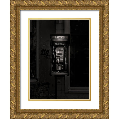 Phone Booth No 4 Gold Ornate Wood Framed Art Print with Double Matting by Carson, Brian
