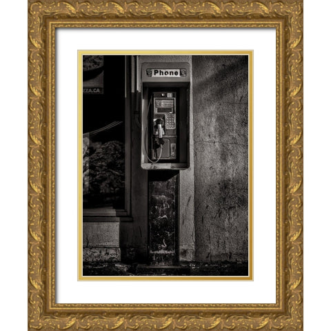 Phone Booth No 9 Gold Ornate Wood Framed Art Print with Double Matting by Carson, Brian