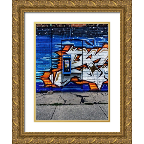 Phone Booth No 12 Color Gold Ornate Wood Framed Art Print with Double Matting by Carson, Brian