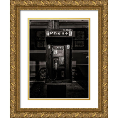 Phone Booth No 13 Gold Ornate Wood Framed Art Print with Double Matting by Carson, Brian