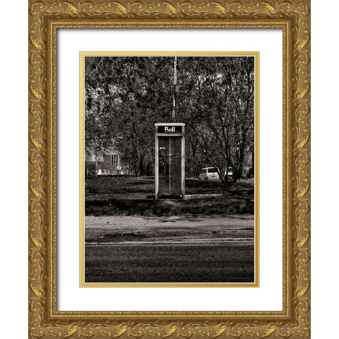 Phone Booth No 14 Gold Ornate Wood Framed Art Print with Double Matting by Carson, Brian