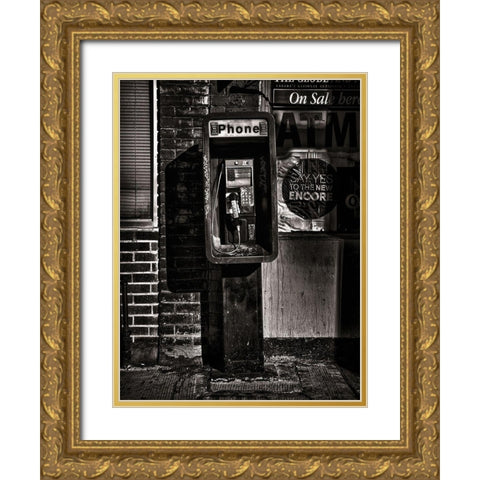 Phone Booth No 17 Gold Ornate Wood Framed Art Print with Double Matting by Carson, Brian