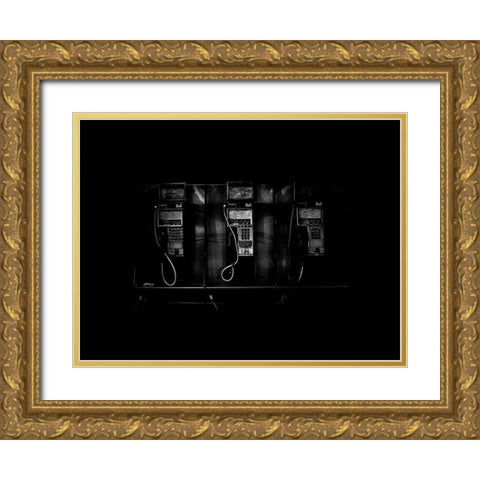 Phone Booth No 22 Gold Ornate Wood Framed Art Print with Double Matting by Carson, Brian