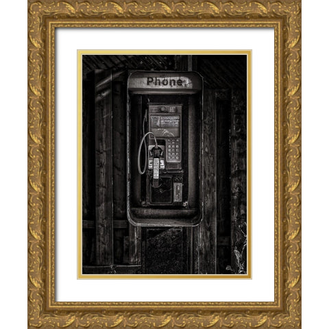 Phone Booth No 28 Gold Ornate Wood Framed Art Print with Double Matting by Carson, Brian