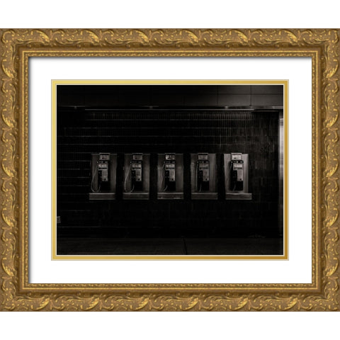 Phone Booth No 30 Gold Ornate Wood Framed Art Print with Double Matting by Carson, Brian