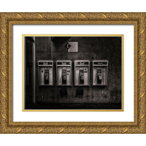 Phone Booth No 34 Gold Ornate Wood Framed Art Print with Double Matting by Carson, Brian