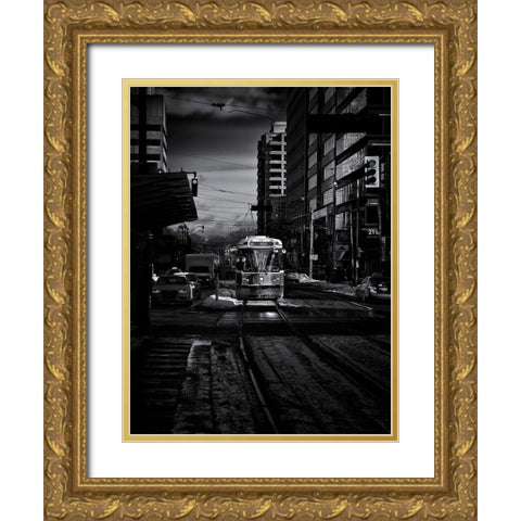 St Clair Street Car Toronto Gold Ornate Wood Framed Art Print with Double Matting by Carson, Brian