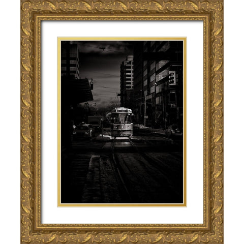 St Clair Street Car Toronto Toned Gold Ornate Wood Framed Art Print with Double Matting by Carson, Brian