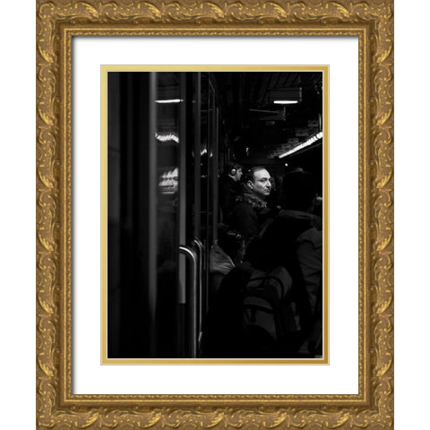 Toronto Subway Reflection Gold Ornate Wood Framed Art Print with Double Matting by Carson, Brian