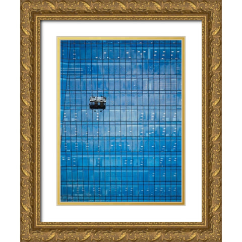 Window Washing No 9 Color Gold Ornate Wood Framed Art Print with Double Matting by Carson, Brian