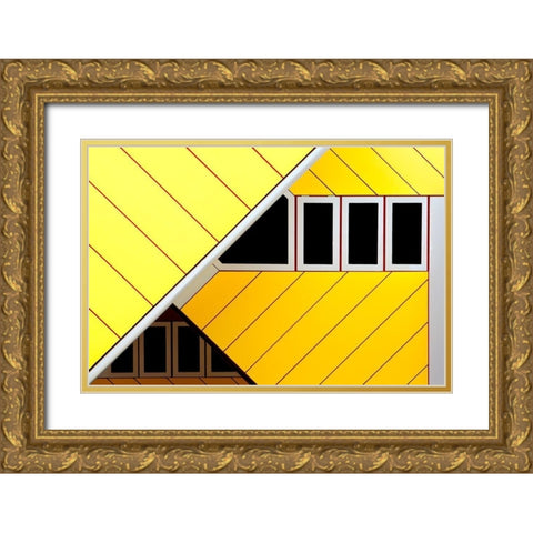 Triangles and Rectangles Gold Ornate Wood Framed Art Print with Double Matting by Doyle, Renee