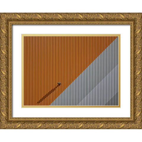 Lines-Colour and Shadow Gold Ornate Wood Framed Art Print with Double Matting by Peter Rank, Hans