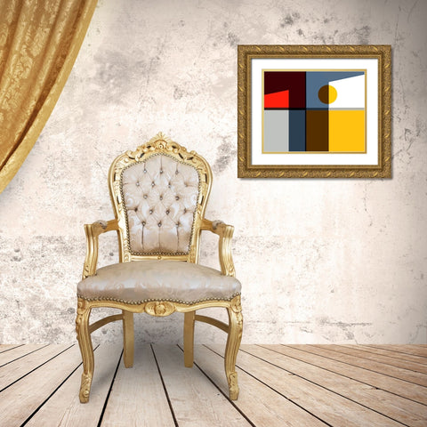 Quadrants Gold Ornate Wood Framed Art Print with Double Matting by Liu, Cindy