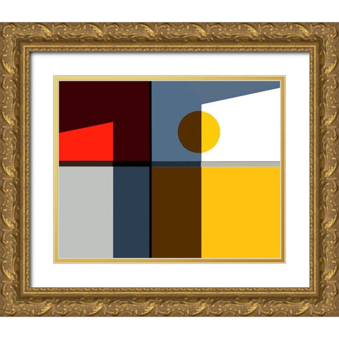 Quadrants Gold Ornate Wood Framed Art Print with Double Matting by Liu, Cindy