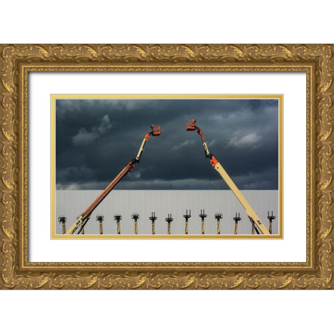 Aerial platforms Gold Ornate Wood Framed Art Print with Double Matting by Joosten, Lus