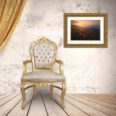 Rudbar Heights in Spring Gold Ornate Wood Framed Art Print with Double Matting by Behzad, Majid