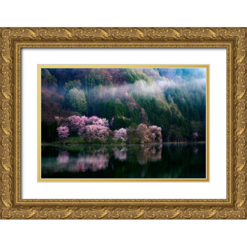 In The Morning Mist Gold Ornate Wood Framed Art Print with Double Matting by Mitamura, Takeshi