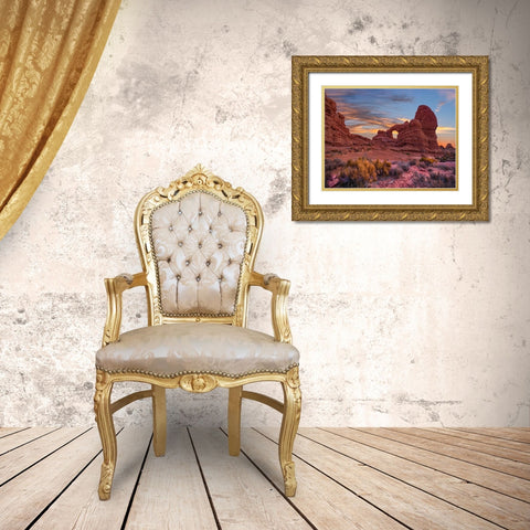Delicate Arch at Sunset-Arches National Park-Utah-USA Gold Ornate Wood Framed Art Print with Double Matting by Fitzharris, Tim