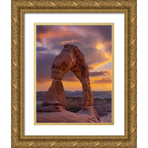 Delicate Arch at Sunset-Arches National Park-Utah-USA Gold Ornate Wood Framed Art Print with Double Matting by Fitzharris, Tim