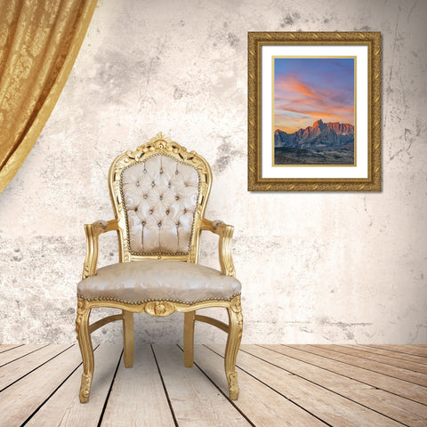Sunrise on Sierra Nevada from Owens Valley-California Gold Ornate Wood Framed Art Print with Double Matting by Fitzharris, Tim