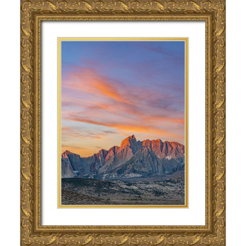 Sunrise on Sierra Nevada from Owens Valley-California Gold Ornate Wood Framed Art Print with Double Matting by Fitzharris, Tim