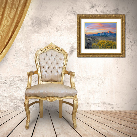 Sierra Nevada from Owens Valley-California-USA Gold Ornate Wood Framed Art Print with Double Matting by Fitzharris, Tim