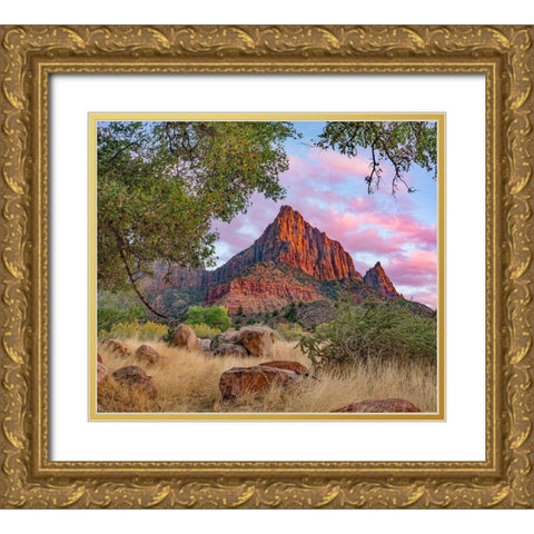 The Watchman-Zion National Park-Utah-USA Gold Ornate Wood Framed Art Print with Double Matting by Fitzharris, Tim