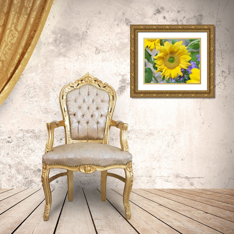 Sunflowers Gold Ornate Wood Framed Art Print with Double Matting by Fitzharris, Tim