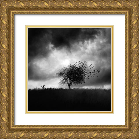 Printemps Perdu Gold Ornate Wood Framed Art Print with Double Matting by Del Grosso, Sebastien