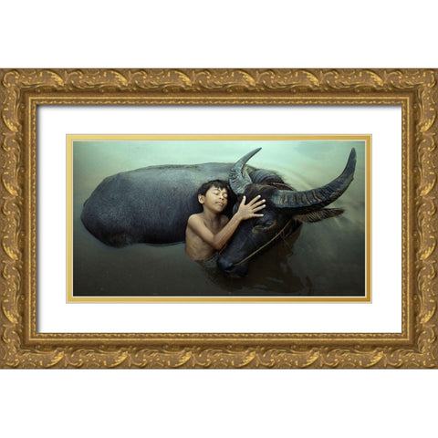 Peaceful Gold Ornate Wood Framed Art Print with Double Matting by Bhs, Fahmi