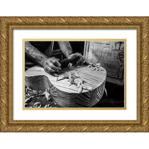 Le Luthier Gold Ornate Wood Framed Art Print with Double Matting by Allicot, Manu
