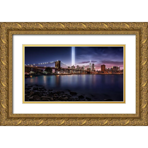 Unforgettable 9 11 Gold Ornate Wood Framed Art Print with Double Matting by De La, Javier