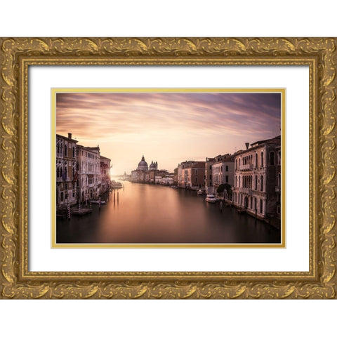 Venice Gold Ornate Wood Framed Art Print with Double Matting by Muntean, Dan