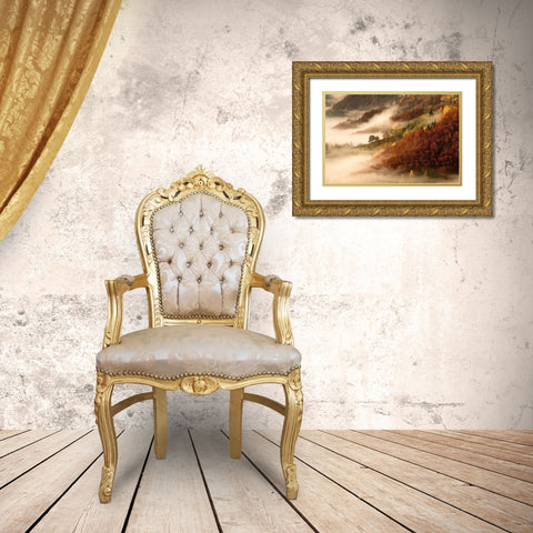 Novembers fog Gold Ornate Wood Framed Art Print with Double Matting by Bor