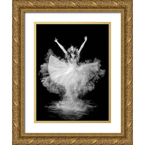 Powder Burst Gold Ornate Wood Framed Art Print with Double Matting by Pentony Ma, Pauline