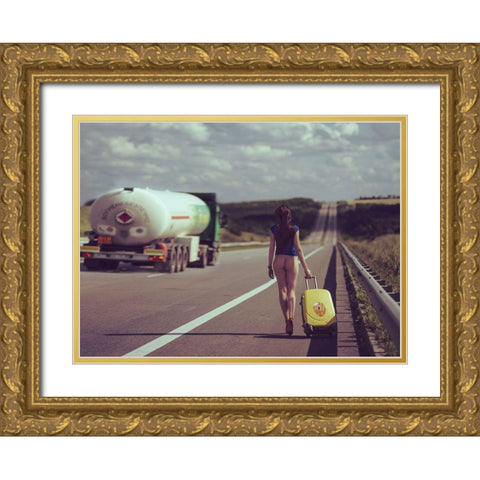 The road Gold Ornate Wood Framed Art Print with Double Matting by Croizet, Anri