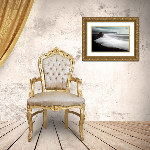 The Black Beach Gold Ornate Wood Framed Art Print with Double Matting by Luca, Liloni