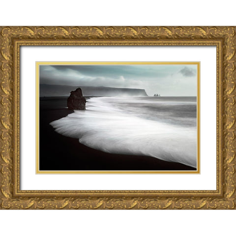 The Black Beach Gold Ornate Wood Framed Art Print with Double Matting by Luca, Liloni