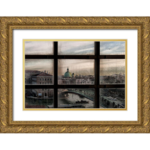 Venice Window Gold Ornate Wood Framed Art Print with Double Matting by Marini, Roberto