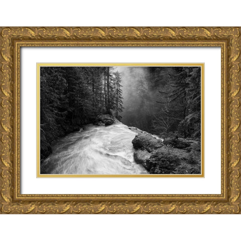 Over the Falls Gold Ornate Wood Framed Art Print with Double Matting by K. Papp, James