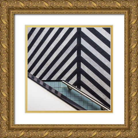 Museum staircase Gold Ornate Wood Framed Art Print with Double Matting by Vangindertael (Lagrange), Luc