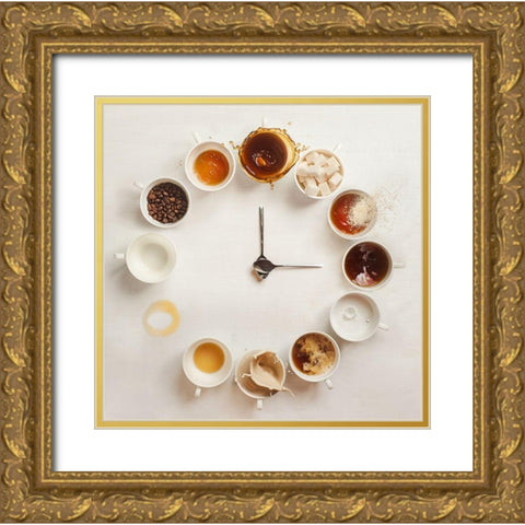 Its Always Coffee Time Gold Ornate Wood Framed Art Print with Double Matting by Belenko, Dina