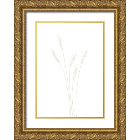 Wheat Grass Gold Ornate Wood Framed Art Print with Double Matting by Artographie Studio