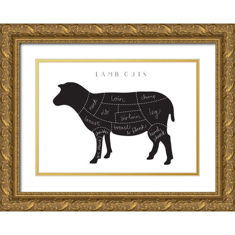 Lamb Cuts Gold Ornate Wood Framed Art Print with Double Matting by Artographie Studio
