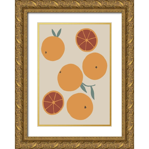 Blood Orange Gold Ornate Wood Framed Art Print with Double Matting by Artographie Studio