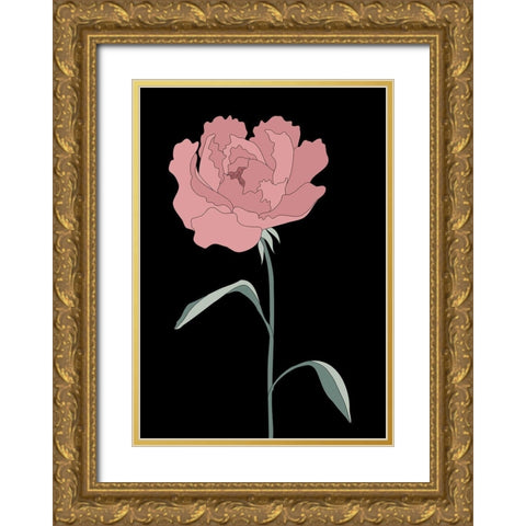 Peony 01 Gold Ornate Wood Framed Art Print with Double Matting by Artographie Studio